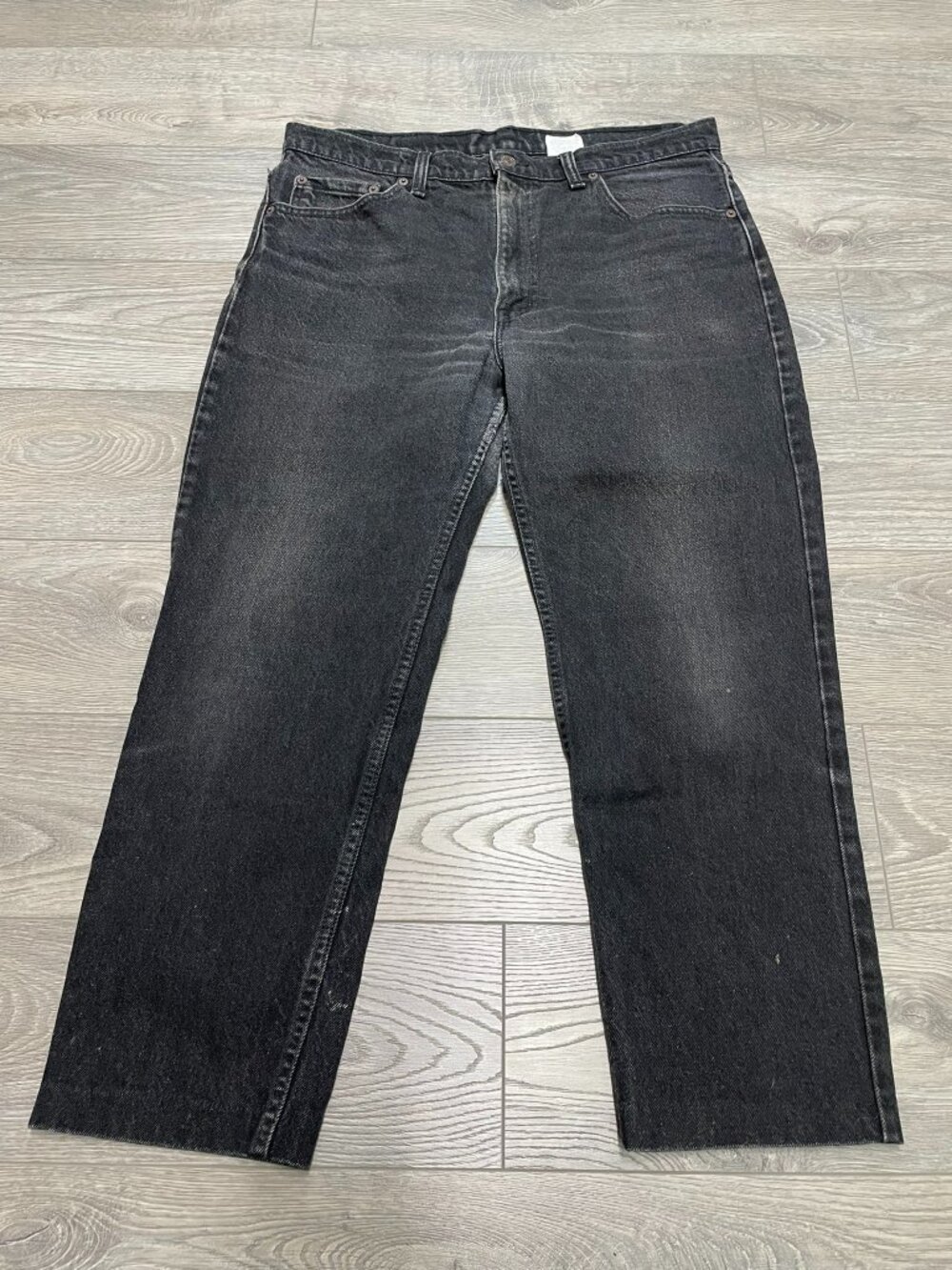 Vintage Levi's 528 Fade Black Denim Jeans Made in Canada Cut Off Hem Size 34x26